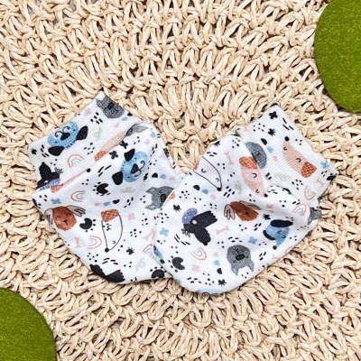 Kit Luva e Pantufas - Cachorrinhos - Azul Jeans e Branco